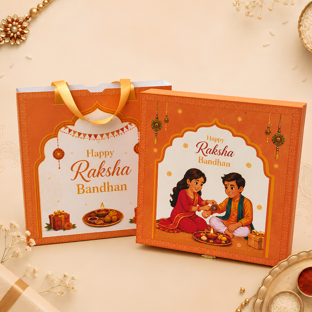 999 Pure Silver Coin Rakhi Gift Box with Gift Bag