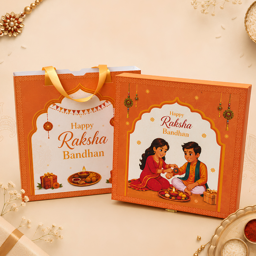 999 Pure Silver Coin Rakhi Gift Box with Gift Bag