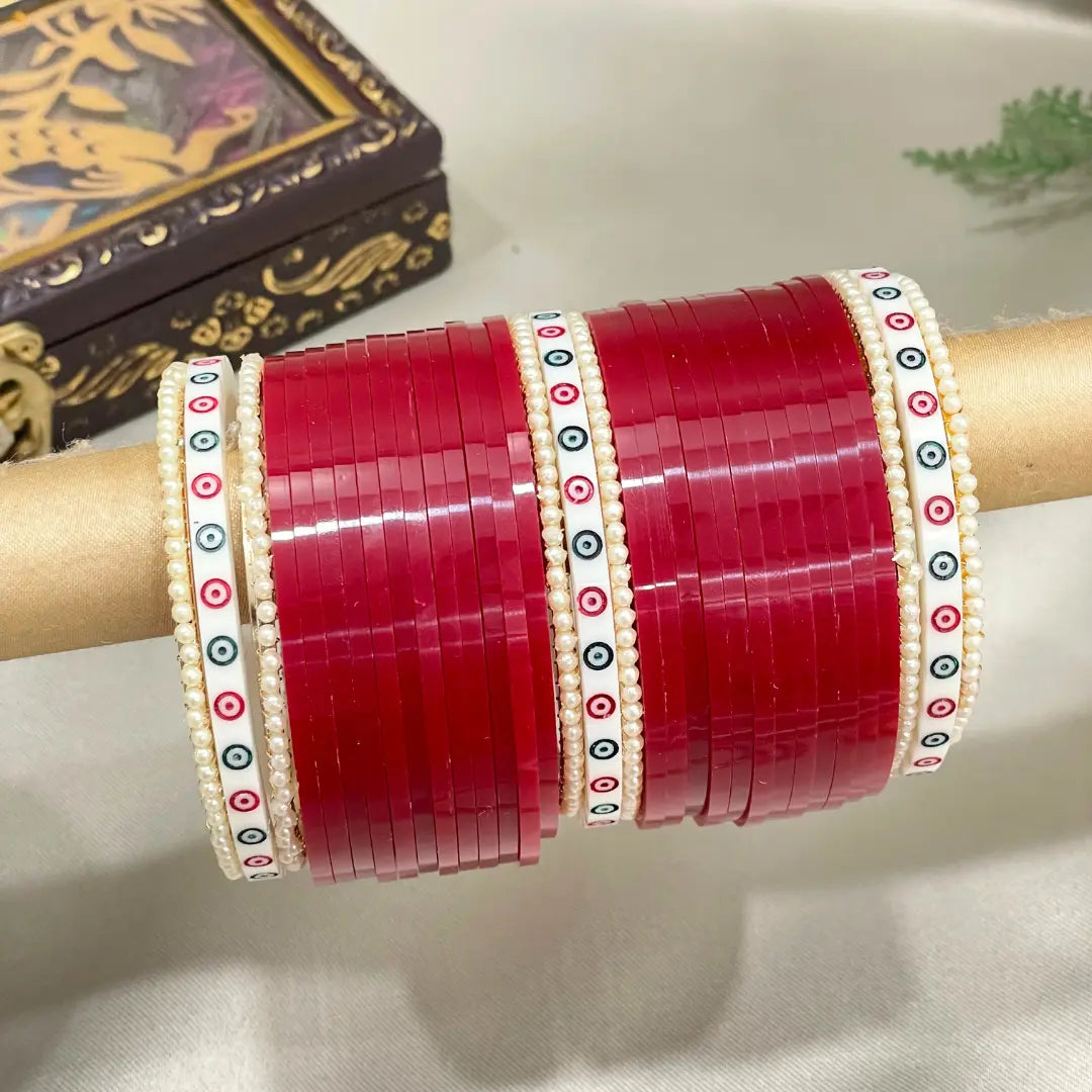 Punjabi Chura Set With Dots Bangles