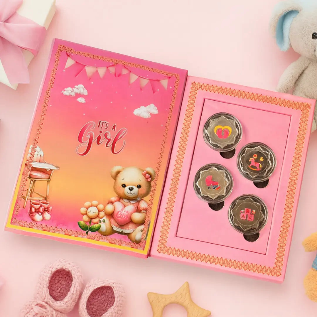 It's A Girl, 10 Grams Silver Coin Pink Box (2.5g Each)- 999 Purity Silver Coins