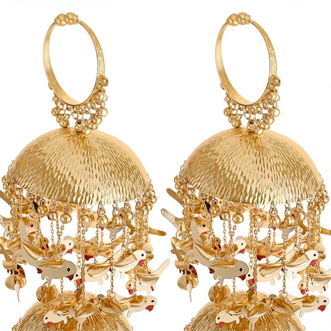 Golden Triple Dome Panchi & Pearl Bridal Kaleera