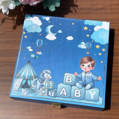 Musical Baby Boy Coin Box, UV Printed, Round Shape, Set of 5 Coins, (2 Gram Each), 999 Purity - Ready To Ship