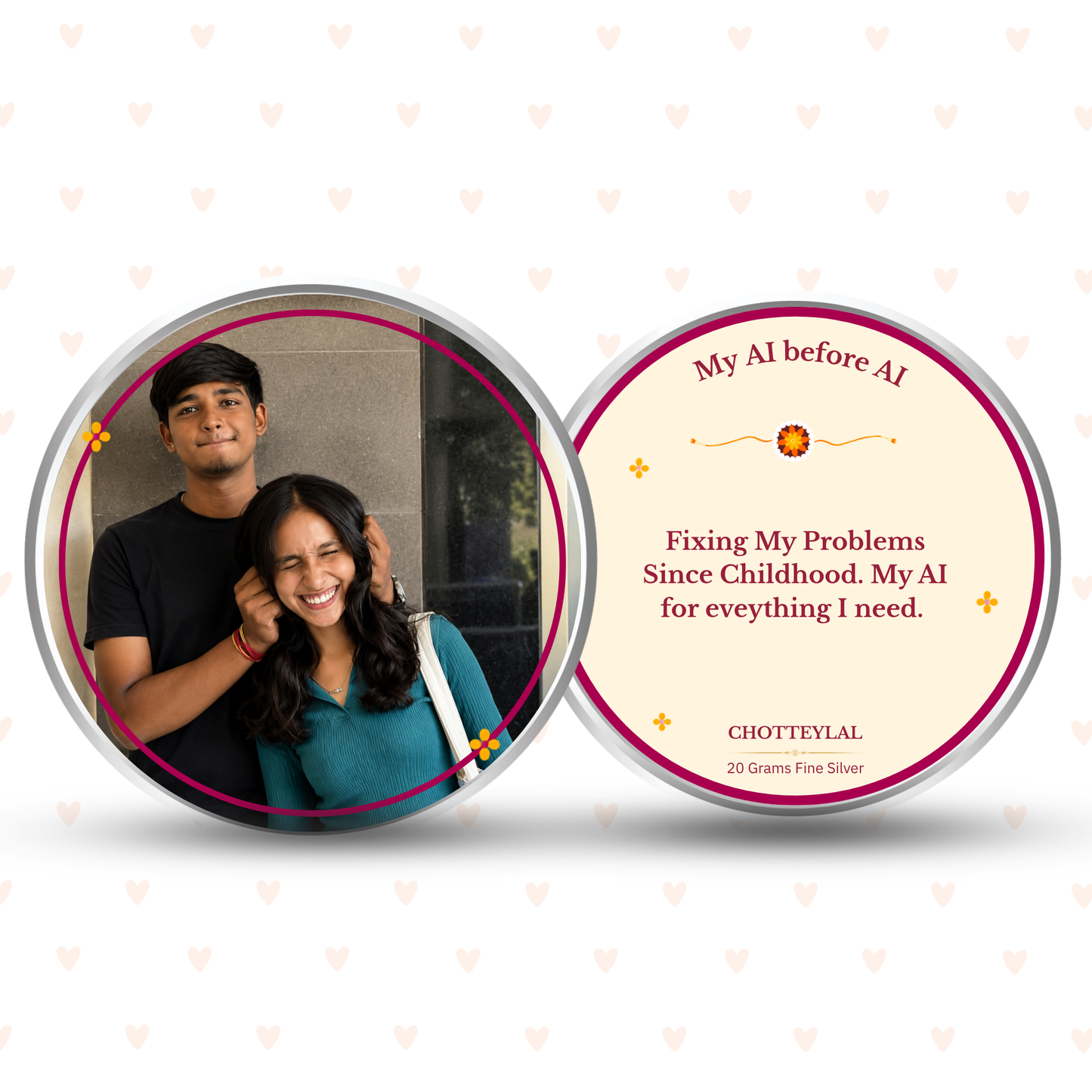 My AI Before AI – Personalised Photo Silver Coin Raksha Bandhan Gift