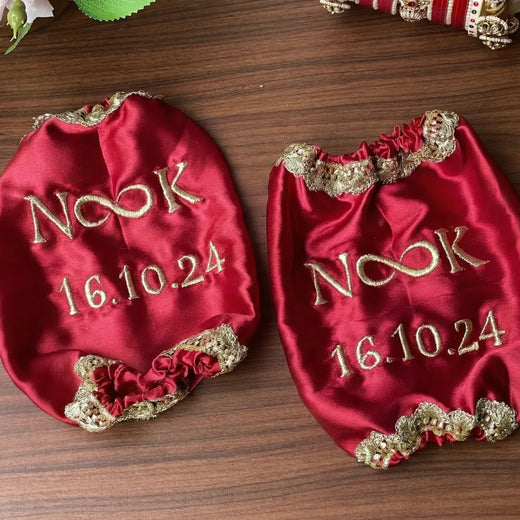 Classic Antique Customisation Bridal Red Chooda Cover – Logo and Date | Chotteylal and Sons