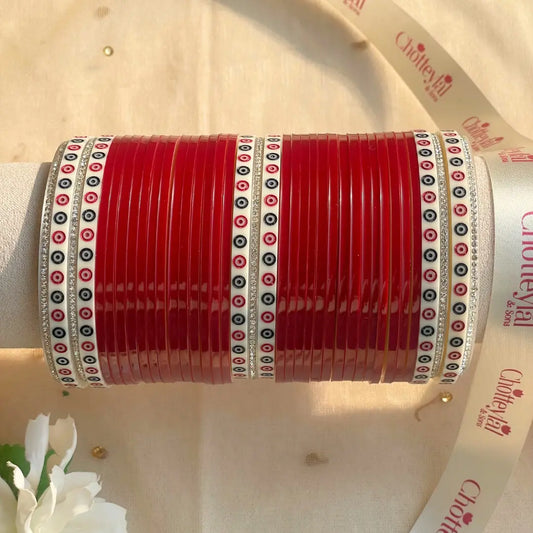 Pure Pearl Classic Heritage Diamond Maroon Chooda Set of 31