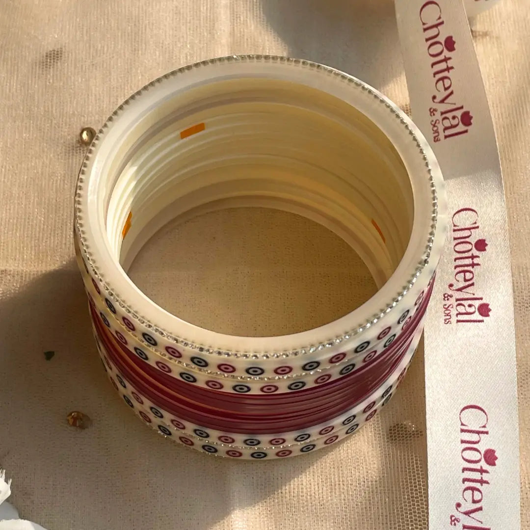 Pure Pearl Classic Heritage Diamond Maroon Chooda Set of 31