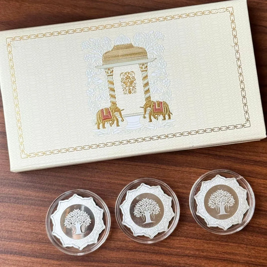 Banyan Tree, Star Shape, 30 gm,999 Purity Silver Coin with White Box