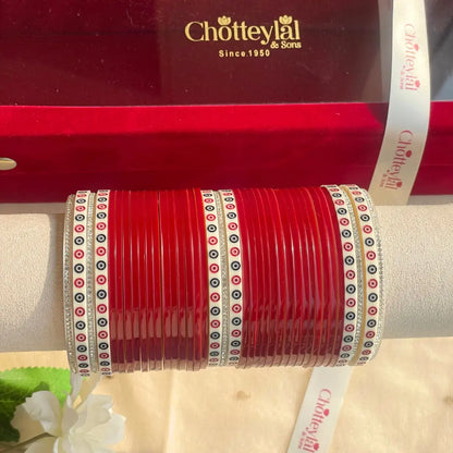 Pure Pearl Classic Heritage Diamond Maroon Chooda Set of 31