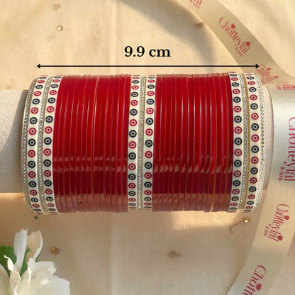 Pure Pearl Classic Heritage Diamond Maroon Chooda Set of 31