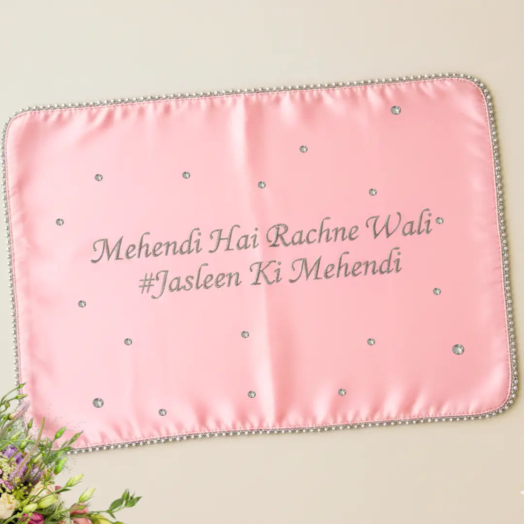 Baby Pink Mehndi Mat Customizable With 2 Line Text