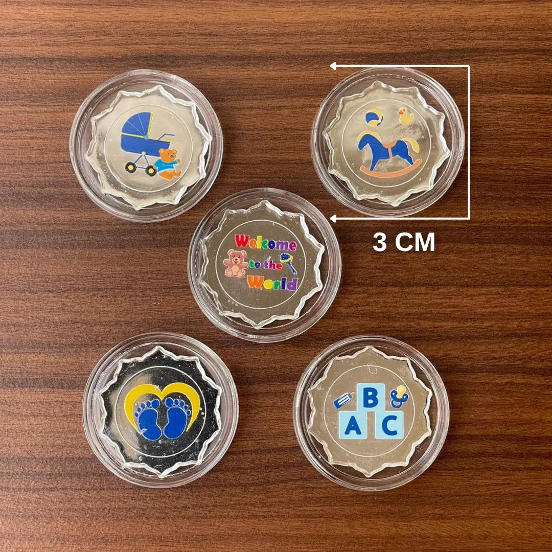 Musical Baby Boy Coin Box, UV Printed, Round Shape, Set of 5 Coins, (2 Gram Each), 999 Purity - Ready To Ship