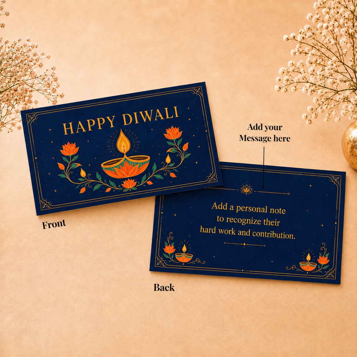 Shubh Deepawali - 6g Banyan Tree Floral Set - Add Logo/Message