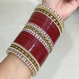 Pure Pearl Magnificient Stone Maroon Chooda