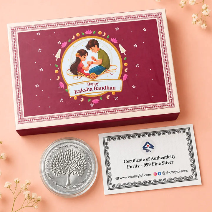 Banyan Tree 1g Silver Coin Rakhi Gift