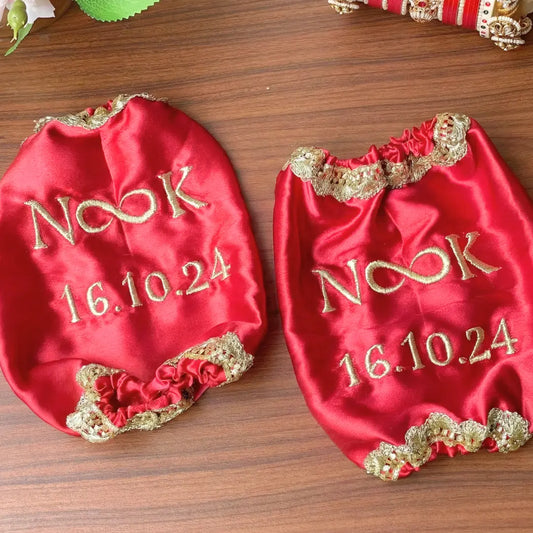 Classic Antique Customisation Bridal Red Chooda Cover – Logo and Date | Chotteylal and Sons