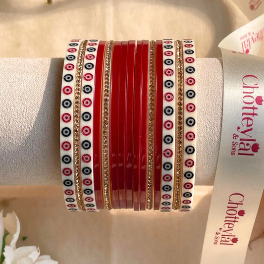 Pure Pearl Classic Heritage Diamond Maroon Chooda Set of 11