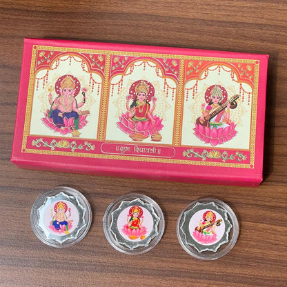 Laxmi Ganesh & Saraswati Ji Gift Box (Total 6 gm) - 999 Pure Silver