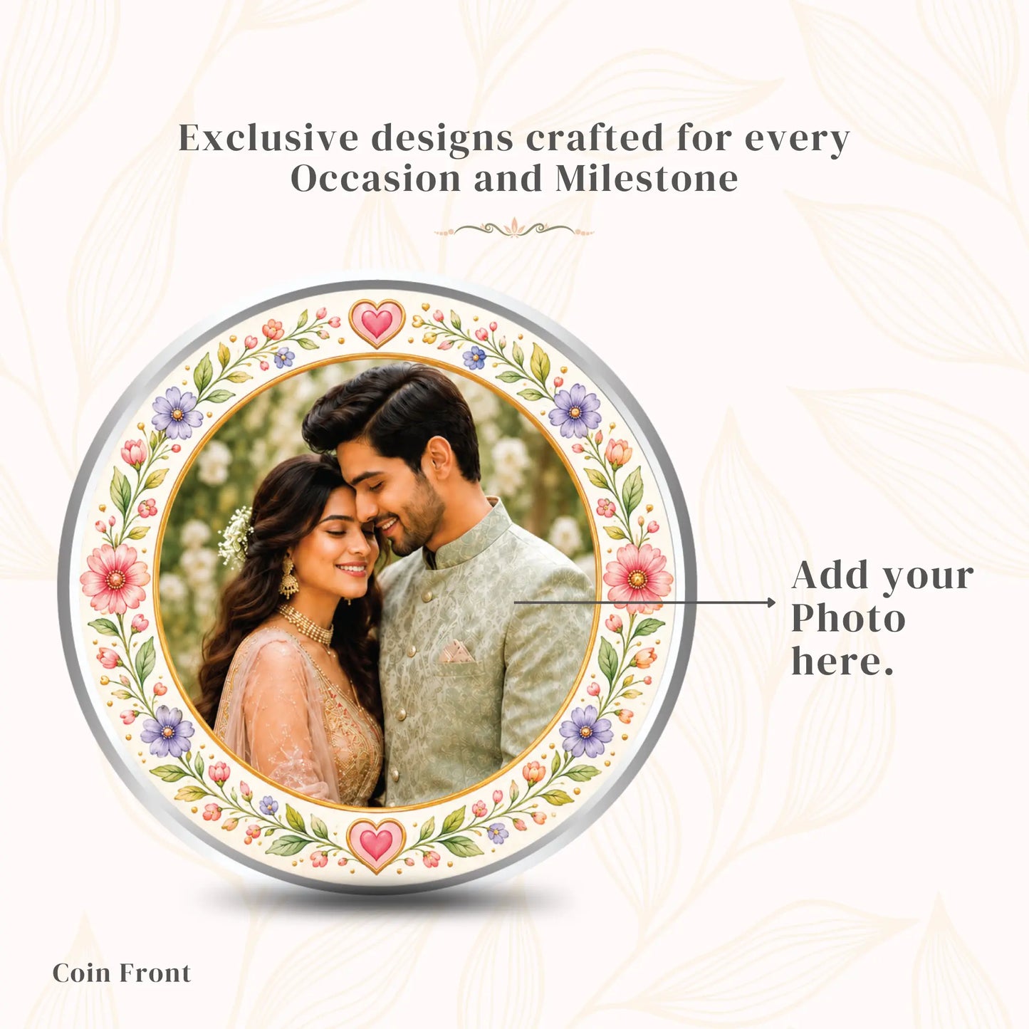 Custom Silver Coin for Anniversary/Wedding — Add Image,Names & Dates