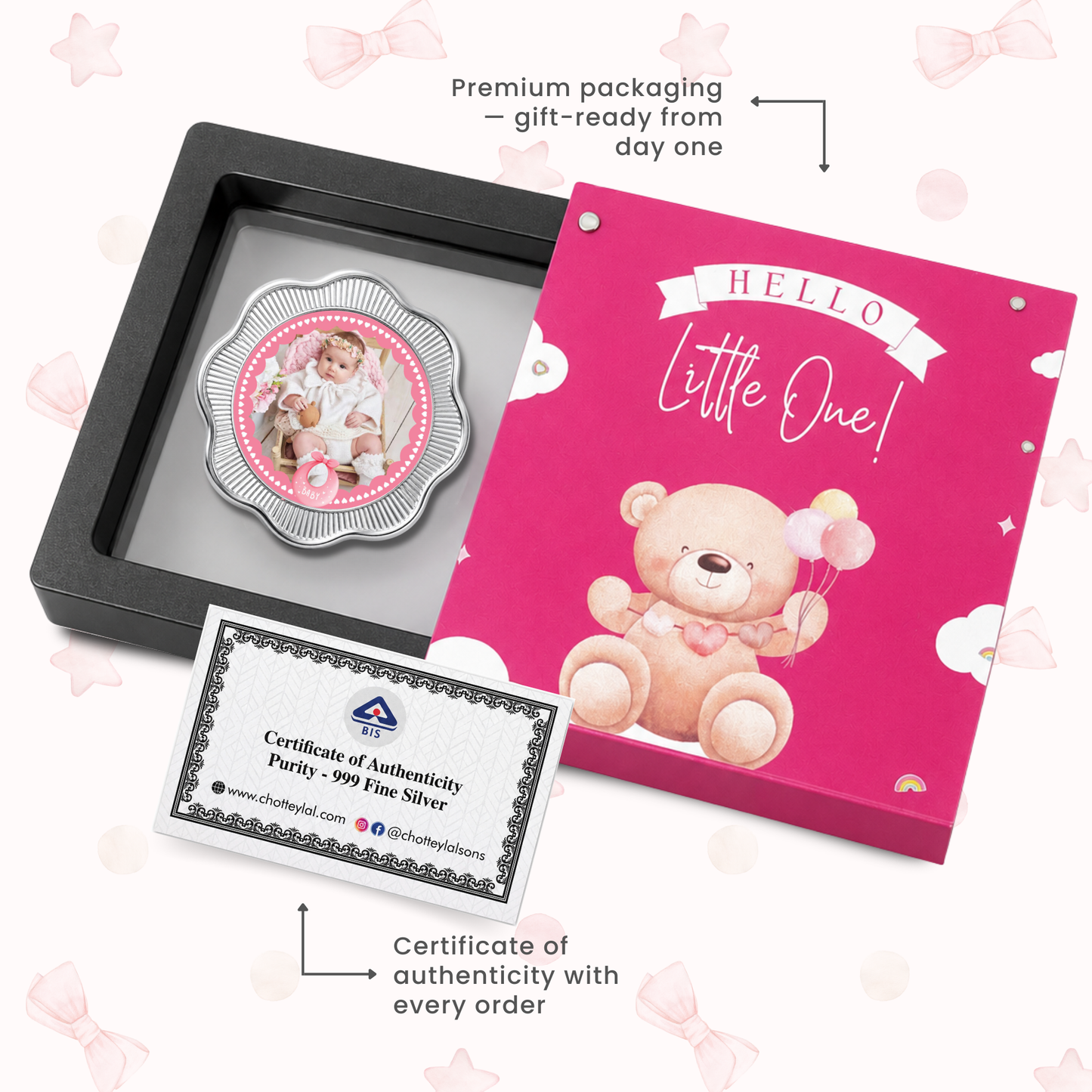 It's A Girl Silver Coin For Baby Announcements - Add Photo & Name