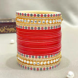 Pure Pearl Classic Shimmer Kundan Diamond Red Chooda