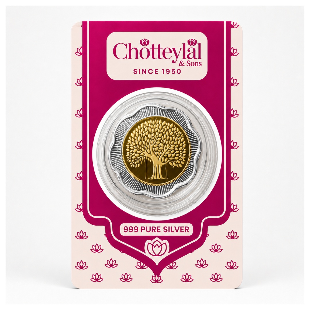 Premium 10 gm 999 Pure Silver Banyan Tree Rose Coin Gift Pack