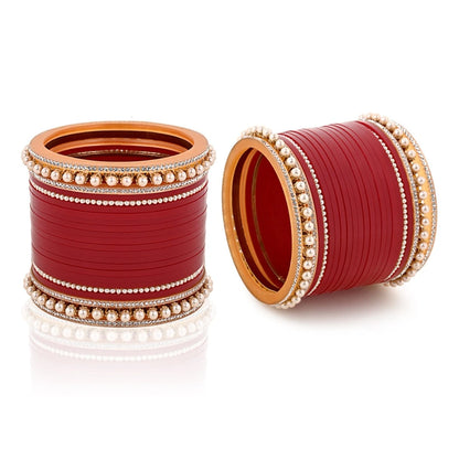 Maroon on Maroon Hand Finish Designer Wedding Chooda for Bride