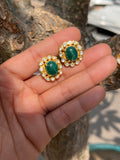 Enchanted Emerald Polki Studs in Sterling Silver