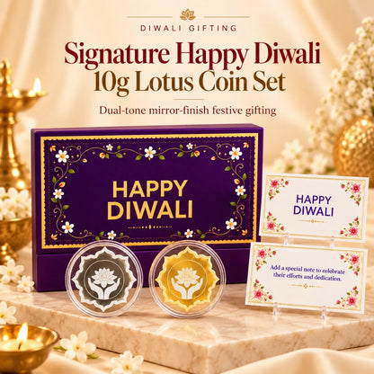 Signature Happy Diwali 10g Lotus Coin Set - Add Logo/Message