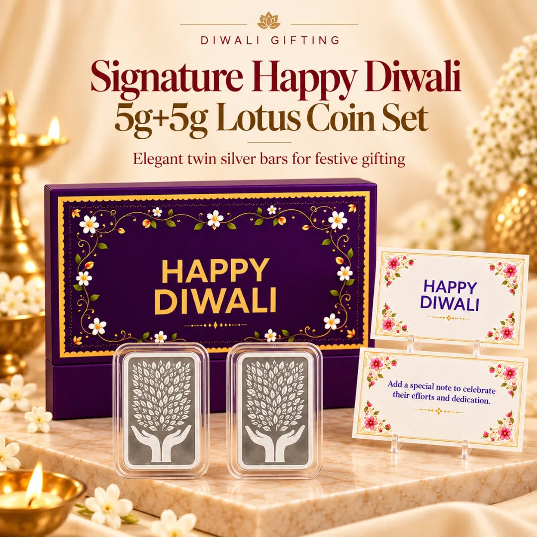 Signature Happy Diwali 5g+5g Lotus Coin Set - Add Logo/Message