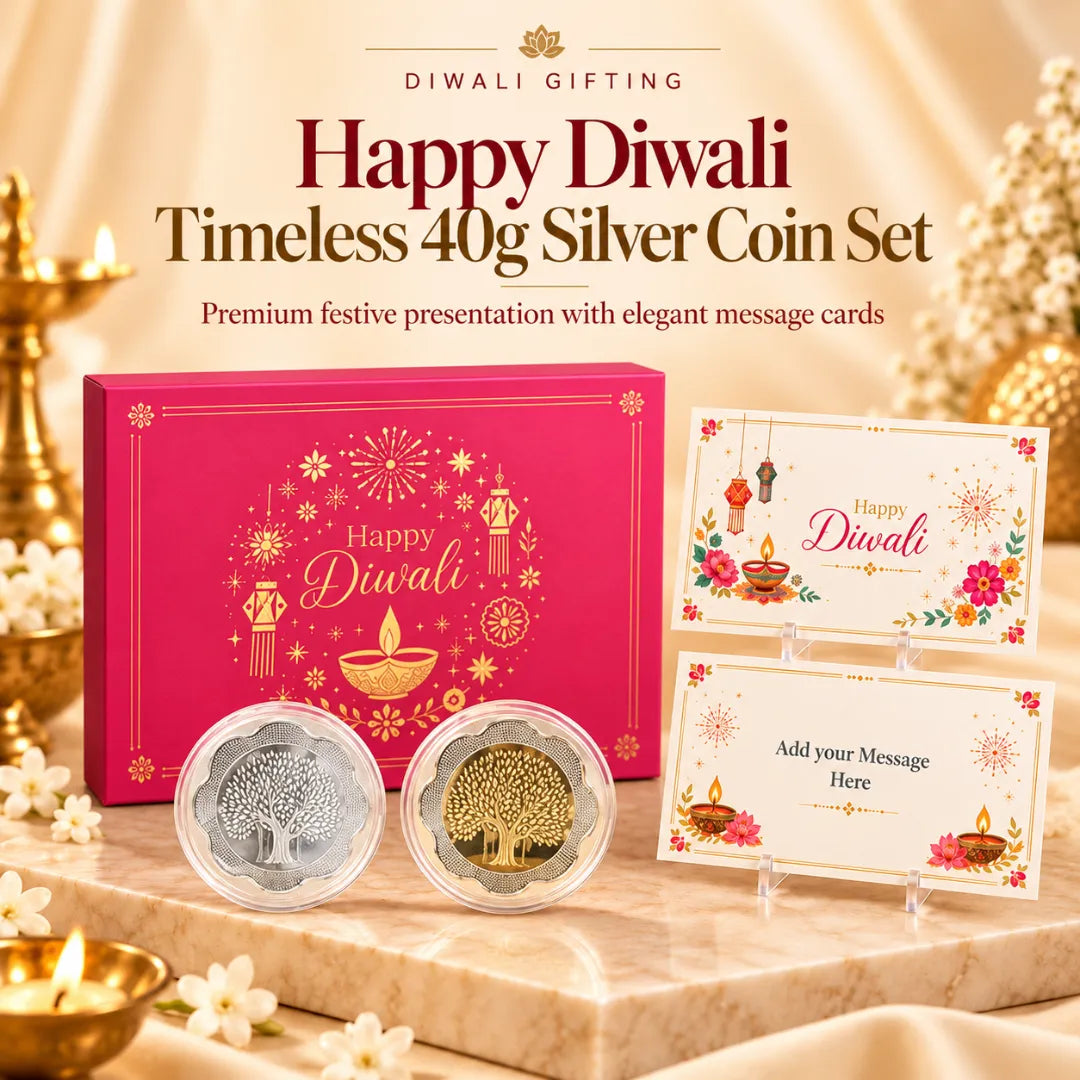 Happy Diwali - Timeless 40g Silver Coin Set - Add Logo/Message