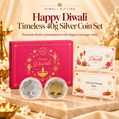 Happy Diwali - Timeless 40g Silver Coin Set - Add Logo/Message