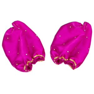 Pink Satin Chooda Cover With Golden Stones - Ships Immediately