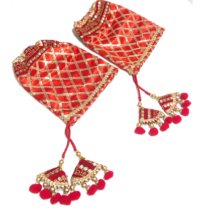 Criss Cross Lace & Tassels Red Chooda Cover