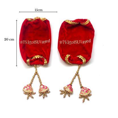 Customizable Hashtag Design & Tassels Red Velvet Chooda Cover