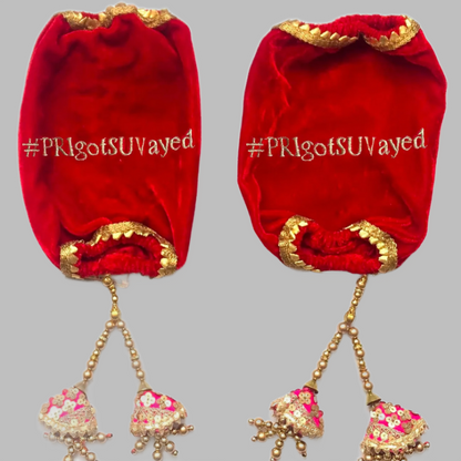 Customizable Hashtag Design & Tassels Red Velvet Chooda Cover