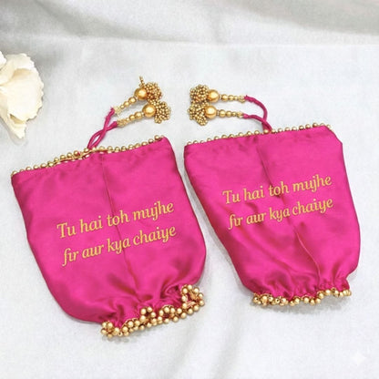 Parineeti With Pearl Beads Pink Chooda Cover With 2 Line Taxt