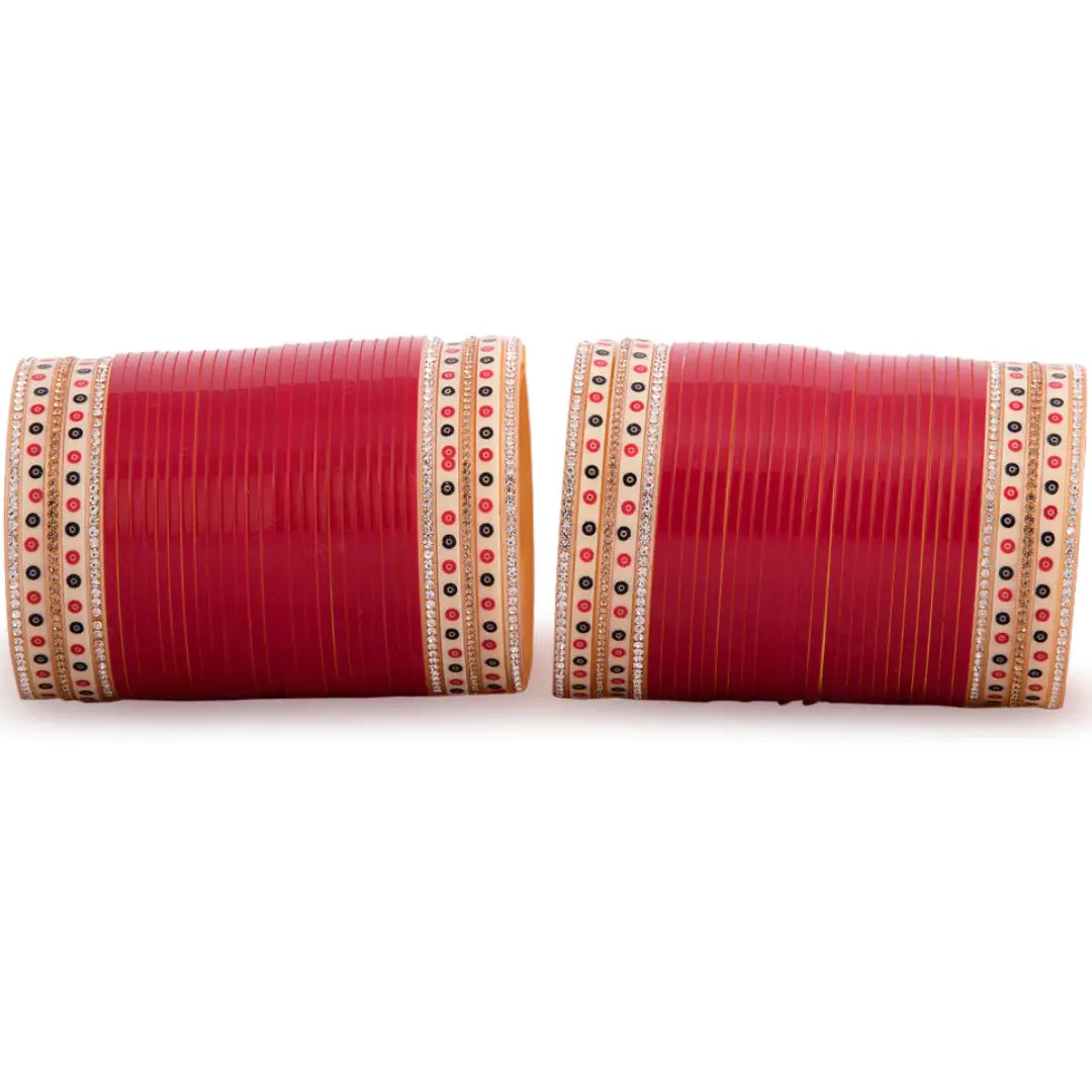 Hand Finished Dark Red Classic Wedding Chooda for Punjabi Bride