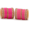 Hand Finished Rani Pink Wedding Chooda for Bride/Dulhan with Shimmer Bangles