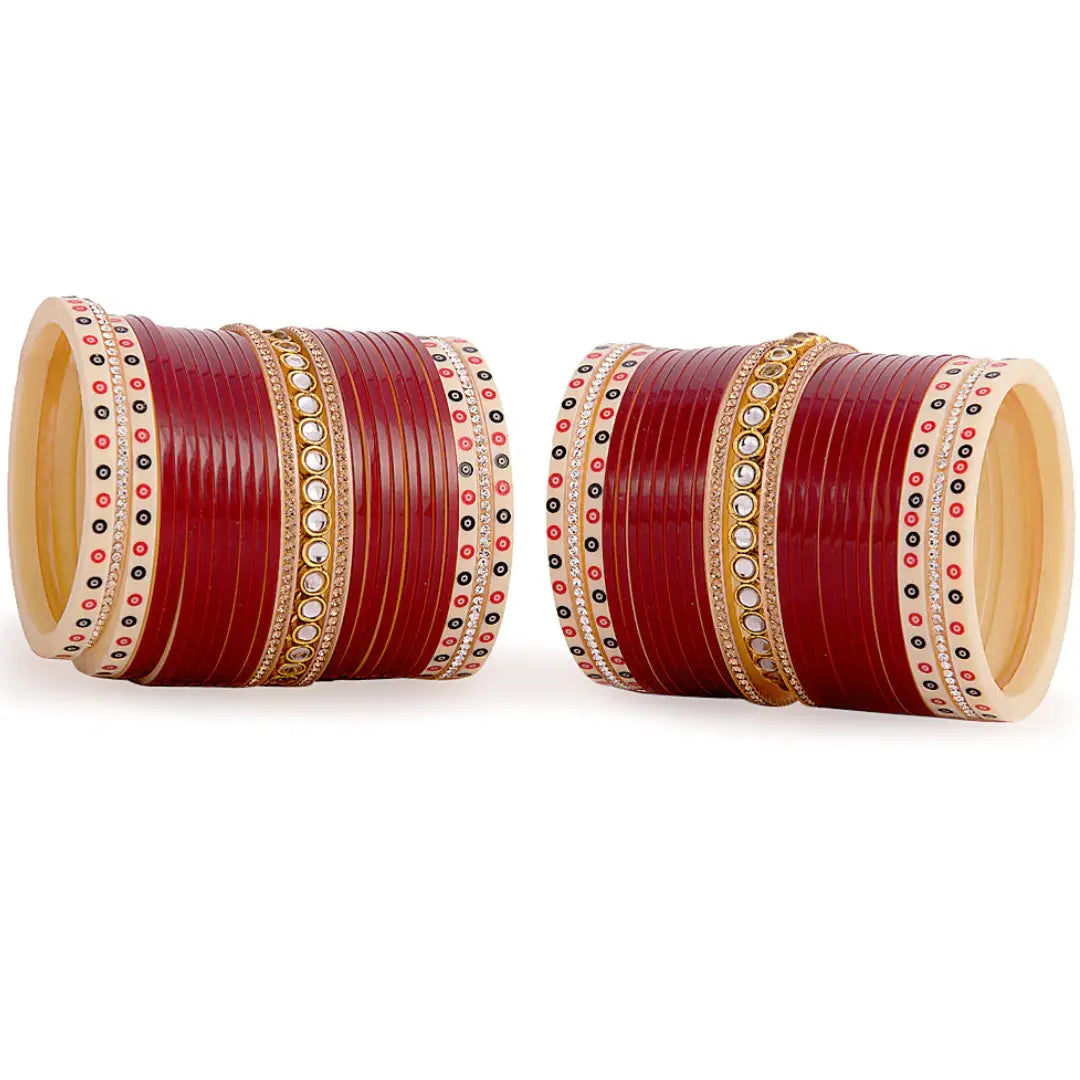 Hand Finished Maroon Wedding Chooda for Bride/Dulhan with Kundan Bangles