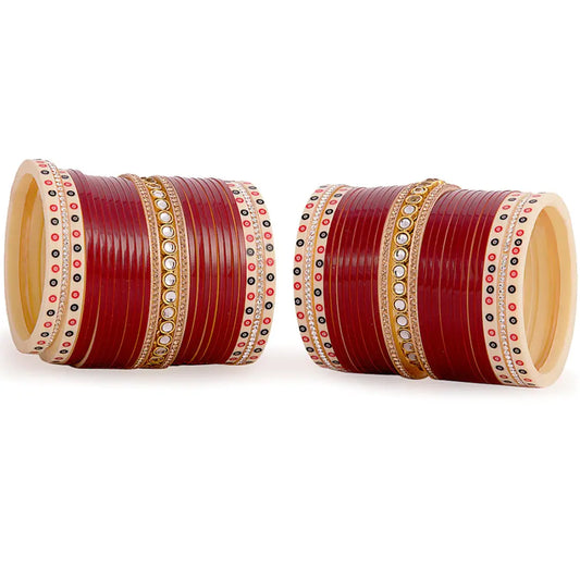 Hand Finished Maroon Wedding Chooda for Bride/Dulhan with Kundan Bangles