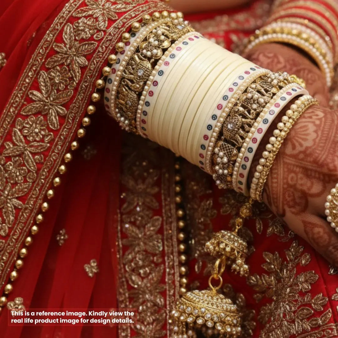 Classic Ivory Bridal Bangles with Heritage Charm