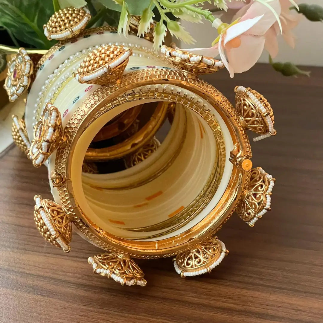 Semi Pearl Ivory Chooda Set of 15