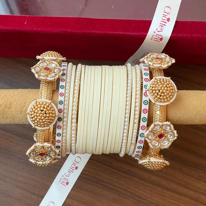 Semi Pearl Ivory Chooda Set of 15
