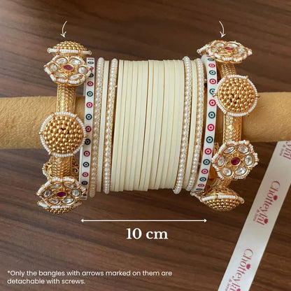 Semi Pearl Ivory Chooda Set of 15