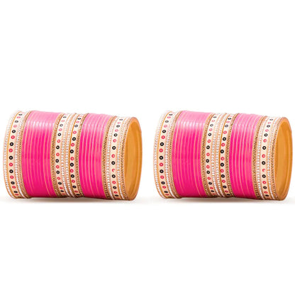 Hand Finished Pink Chooda for Bride/Dulhan with Shimmer Bangles