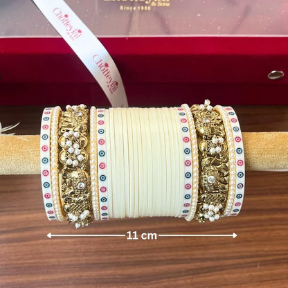 Classic Ivory Bridal Bangles with Heritage Charm