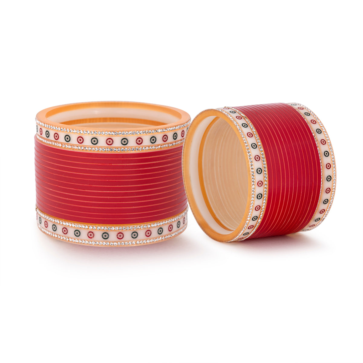 Tamanna Kalra - Pure Pearl Premium Classic Red Chooda With Shimmer Bangles & Golden Hour Pearl Strings Long Bridal Kaleera