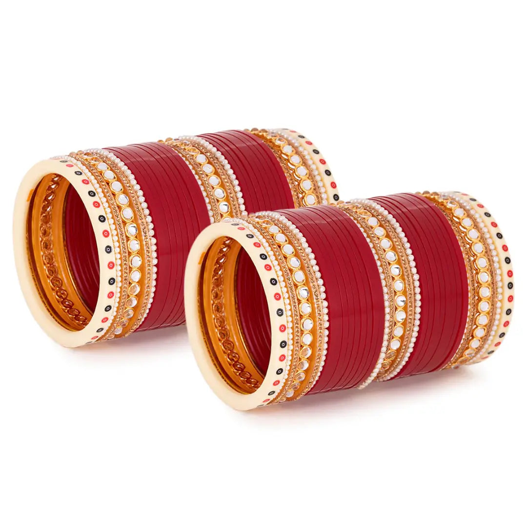 Regally Crimson - Kundan & Pearl Chooda Ensembles