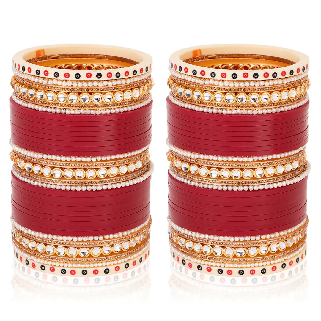 Regally Crimson - Kundan & Pearl Chooda Ensembles