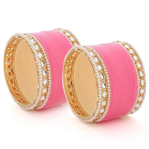 Semi Pearl Pink Designer Chuda | Chura | Chooda